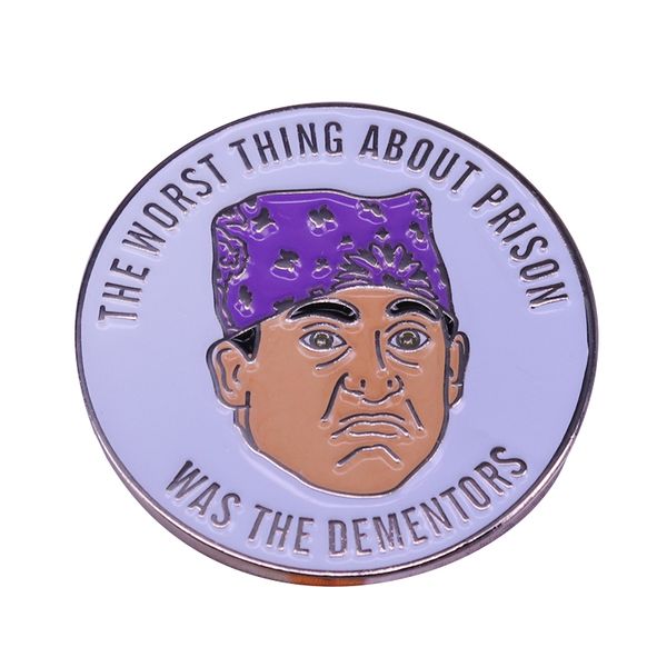 

other fashion accessories prison mike the dementors enamel pin worst thing about brooch office tv shows badge funny quote jewelry, Silver