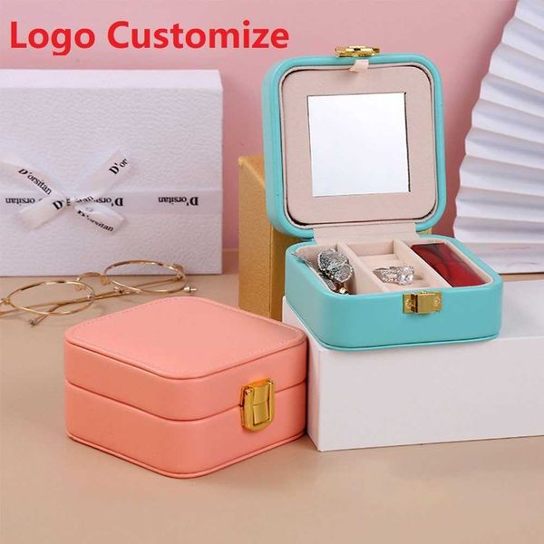 

jewelry boxes portable mini case travel simple pu leather storage earring ring box female gift l221021, Black;white