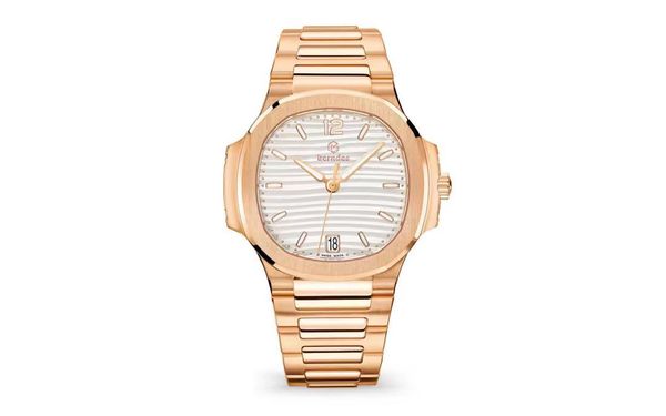 

business men's wristwatch size 42mm rose gold color case with diamond all stainless steel 50m waterproof, Slivery;brown