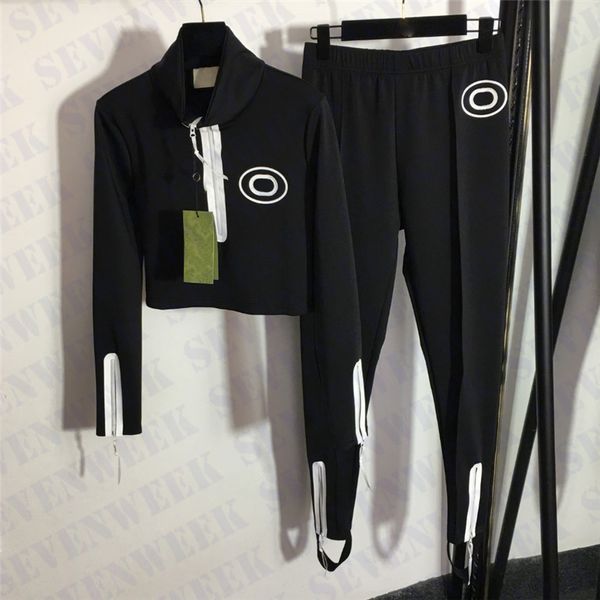 

yoga suits t shirts leggings tracksuits for women fashion letter ladies sports pants tights outdoor running pullover sportswear, Black;white