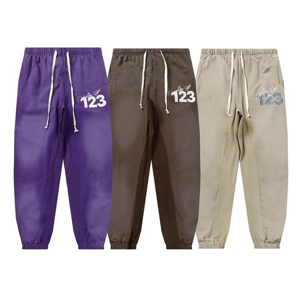 

vintage sweatpants men women hip hop number printed washed joggers drawstring trousers 2023, Black;brown