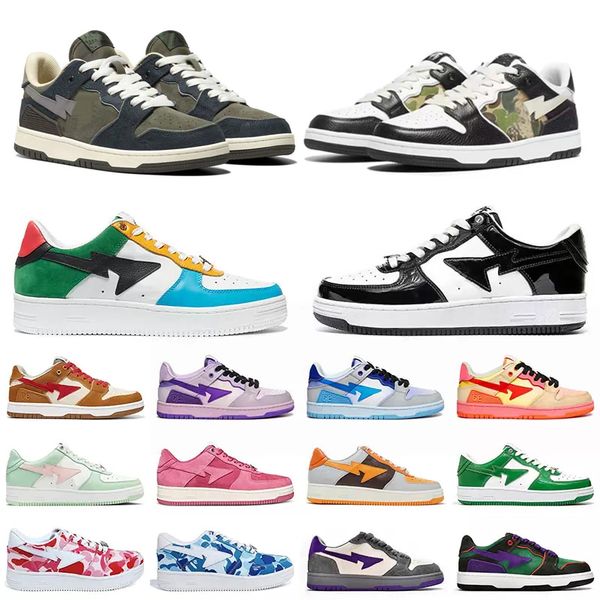 

sk8 sta casual shoes bapestas low skateboard shoes men women og abc camo stars black white and green powder sneakers size 36-45