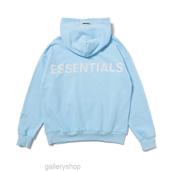 

es hoodies men's hoodies sweatshirts essentials reflective high street hoodie sweater winter collarless cotton casual men's and wo, Black