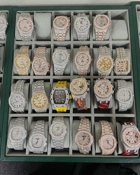 

wristwatch d31 mens watch 4130 movement watch for men 3255 montre de luxe mosang stone iced vvs1 gia watch diamond watchs wristwatch, Silver