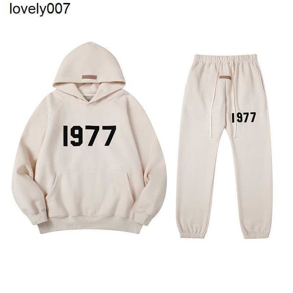 

designer flocked hoodie leggings set couple men's tracksuits essential, Gray