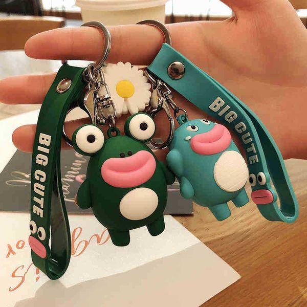 

keychains cartoon ugly cute doll key chain big mouth frog car pendant couple schoolbag pendant gift, Silver