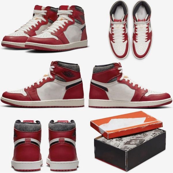 

shoes 1 high og lost & found dz5485-612 varsity red/black-sail-muslin man women sports sneakers original