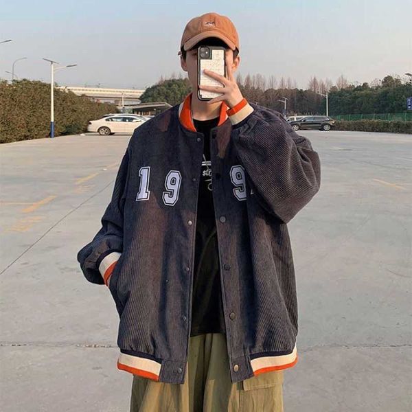 

men's corduroy jacket trend spring/fall Day oversized baseball jacket, Ivory