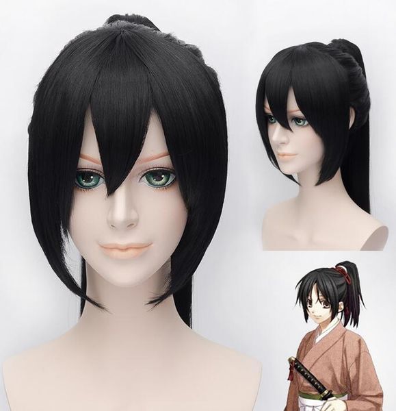 

black short hair long hair single horsetail false hair cos wig