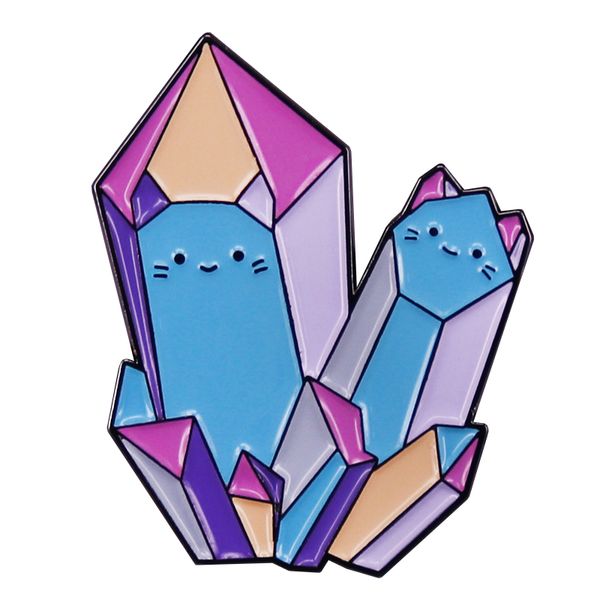 

other fashion accessories quartz pastel crystal cluster cat enamel brooch pin brooches lapel pins badge backpack jacket decoration jewelry a, Silver