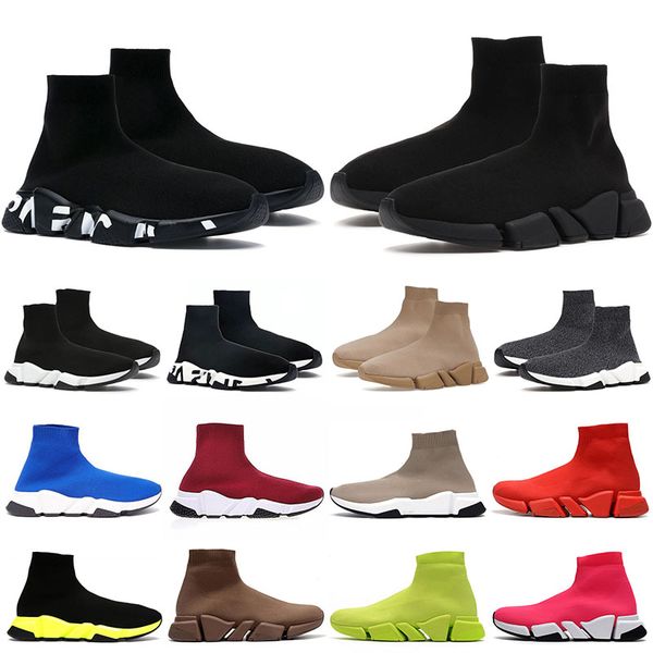 

boots for mens womens fashion graffiti sole trainer designer 2.0 slip-on triple black white beige brown knit outdoor walking platform sneake