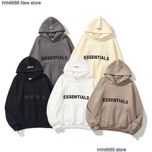 

2022 new hoodies sweatshirt streetwear fashion brand essential men's women's reflective letter fleece oversize hip hop, Black
