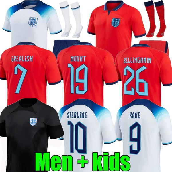 

fans tees 2023 kane foden soccer jerseys 23 home national football englands sterling saka rashford barkley sancho mount grealish men woman, Black
