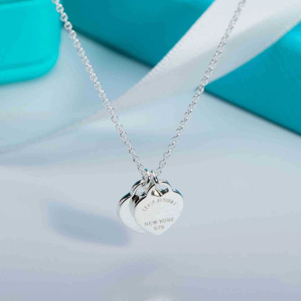 

blue gift box lover necklace 925 silver pendant necklaces female jewelry tif exquisite craftsmanship with official classic heart luxury