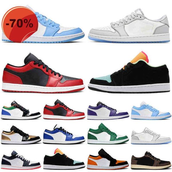 

2022 discount jumpman 1 1s low men women basketball shoes court purple unc pine green game royal mens womens trainers sports sneakers cim, Black