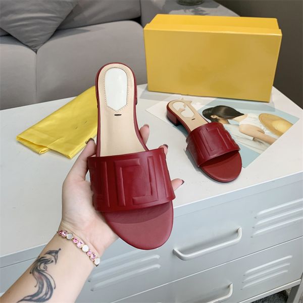 

fashion men slippers fendyity women summer flat bottomed lettered leather casual sandals 02-04, Black