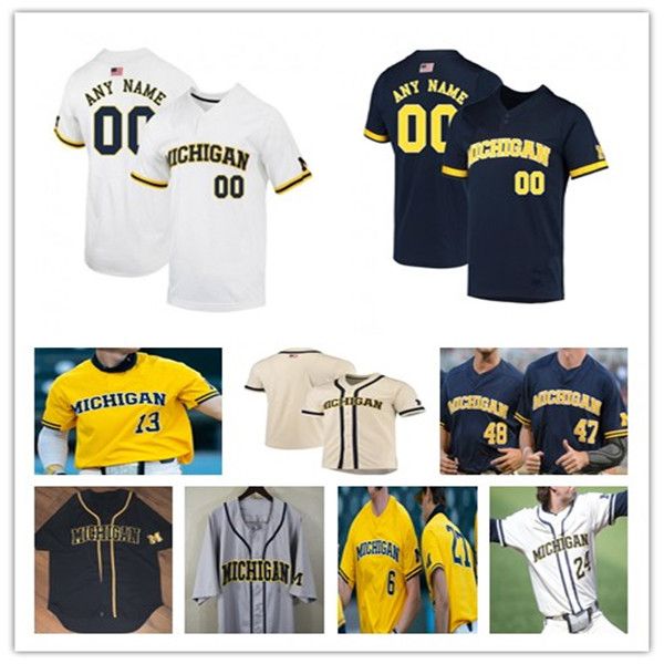 

custom michigan wolverines college baseball jerseys barry larkin joe stewart clark elliott matt frey riley bertram jimmy obertito flores ted, Black