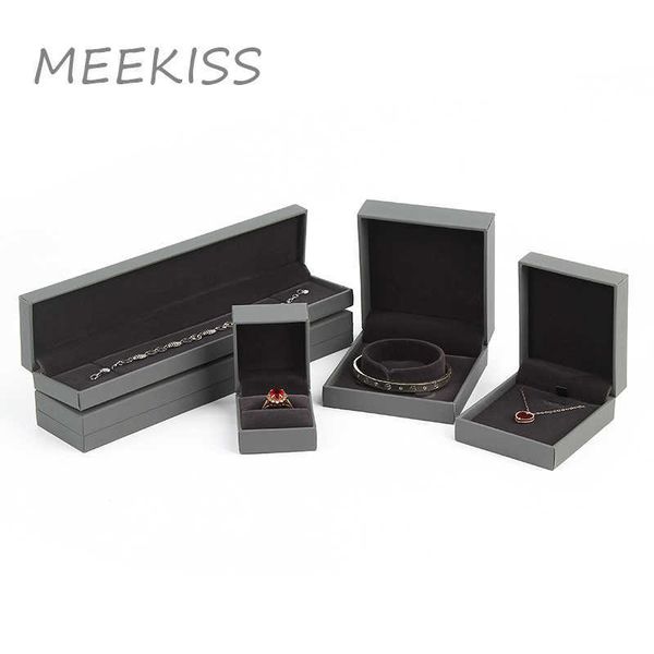 

jewelry boxes new silver-gray high-grade leather-filled paper storage ring necklace bracelet packaging l221021, Black;white