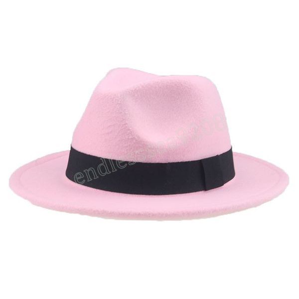 

men women fedora hats solid band casual solid khaki black autumn winter women's wide brim hat sombreros chapeau femme, Blue;gray