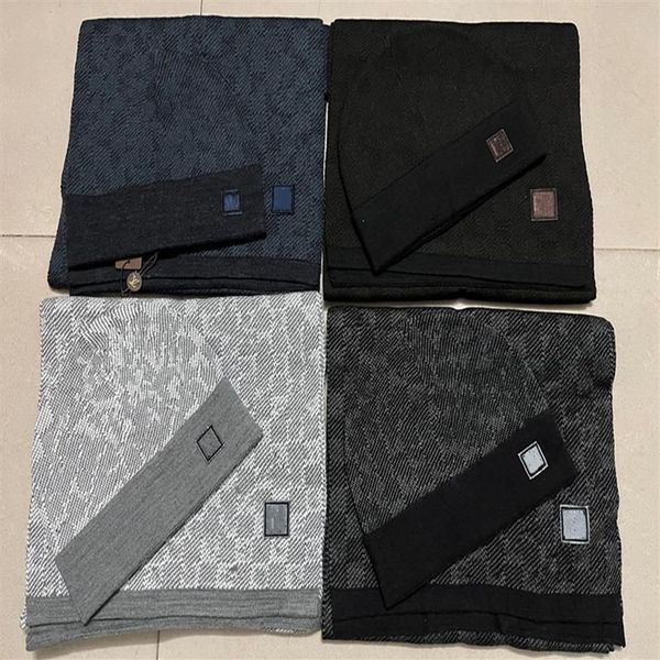 

men women designers hat scarf sets classic lattice keep warm in winter two-piece wool hats & scarves set283s, Blue;gray