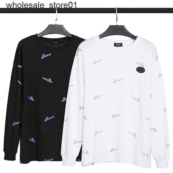 

men's hoodies designer sweatshirts we11done early autumn new over letter small standard long sleeve t-shirt, Black