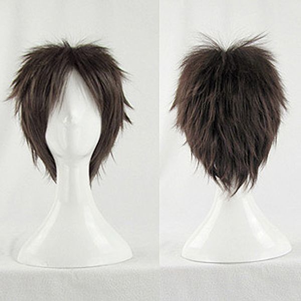 

new popular cosplay dark brown short hair high temperature silk hair wig, Black