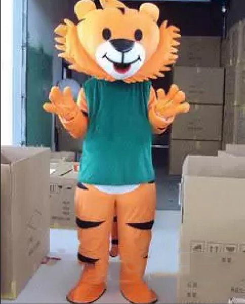 

handmade green vest tiger fancy dress cartoon animal mascot costume, Red;yellow
