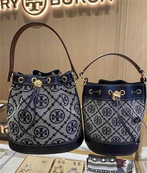 

leather messenger bag torysburchs luxury designer handbags bag medium jacquard bucket women's one shoulder handbag diagonal cross singl