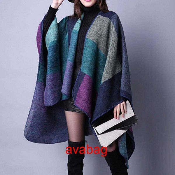 

scarves drop verzending plaid poncho oversized imitatie kasjmier herfst winter thicken warm etnische sjaal wrap voor verzamelen shawls q088, Blue;gray