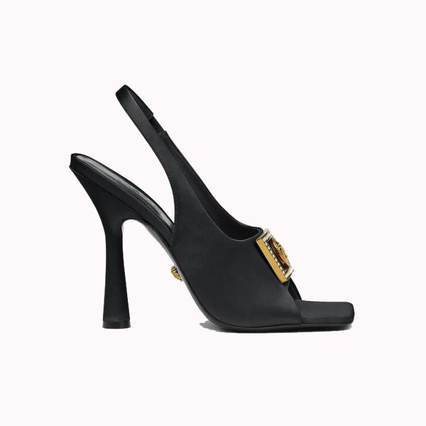 

realfine sandals 5a 8103320 crystal sandal pumps shoes for women size 35-41, Black