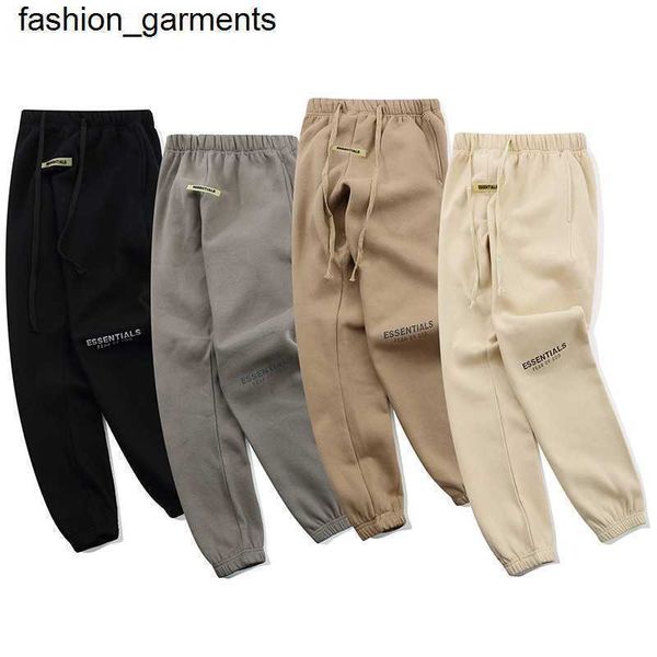 

designer autumn double thread essential sweatpants couple loose men's reflective letter guard pants leggings, Black