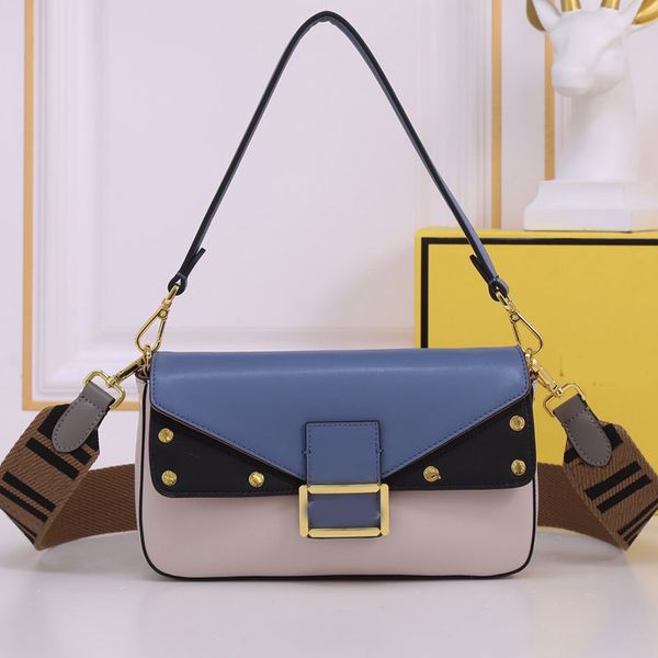 

designer baguette crossbody bag women handbags purse flap shoulder bags cowhide leather two straps zip inner pocket gold hardware armpit clu