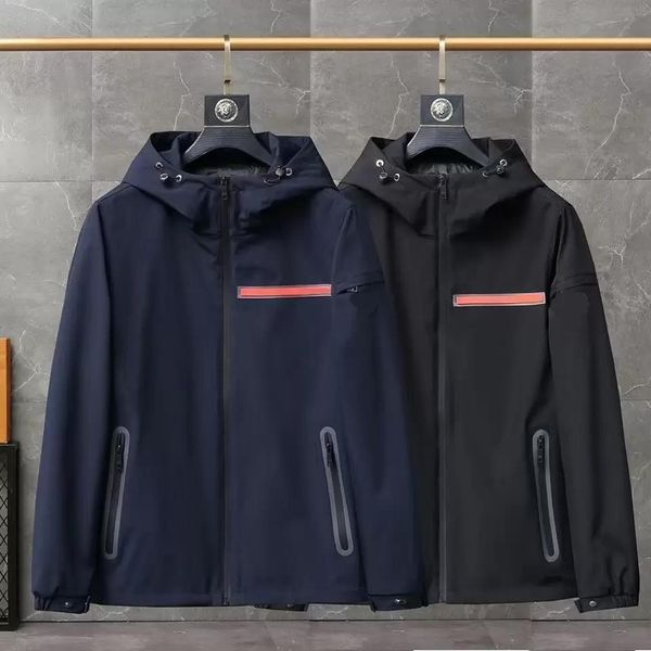 

fashion designer men's jacket red tag waterproof function spring autumn motorcycle zipper long sleeve hoody casual top, Black;brown