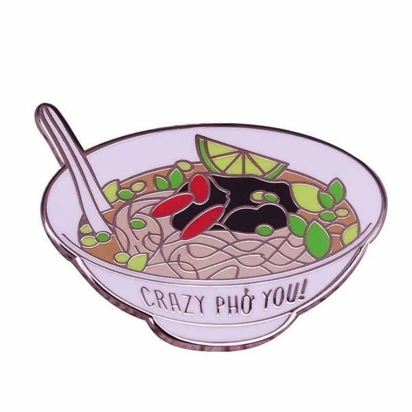 

other fashion accessories crazy pho you ramen noodles novelty enamel pin brooches bag lapel pins cartoon anime badge backpack decoration jew, Silver