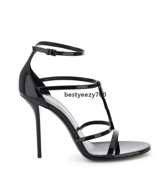 

woman sandal luxury designs cassandra sandals high heels lady heeled sandalies opyum amber patent leather buckle ankle strap shoe yslity ybi, Black