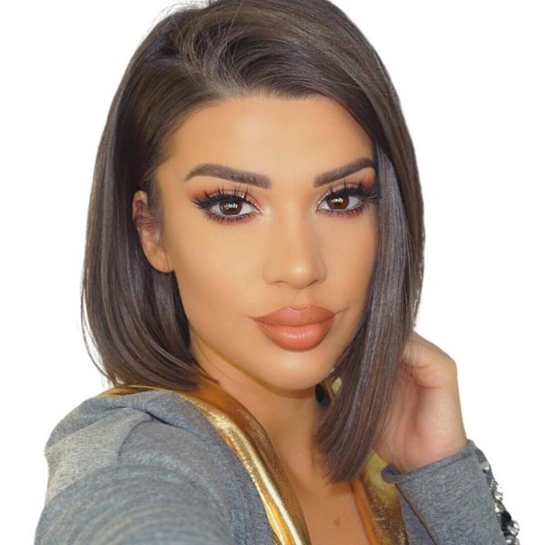 

pixie cut 13x4x1 lace front human hair wigs short bob wig water wave side t part transparent closure wig for women, Black;brown