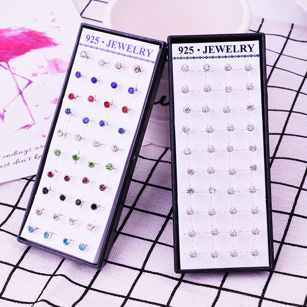 

classic fashion color cz element stud earrings for women crystal zircon studs earring mens jewelry wholesale, Golden;silver