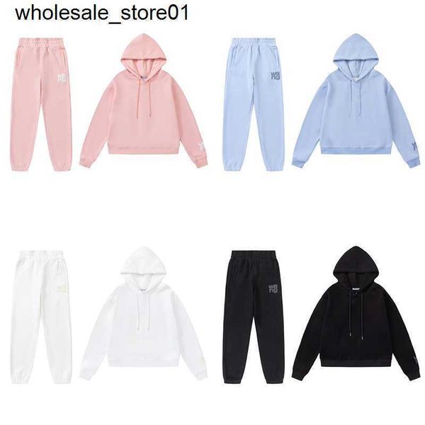 

new men's tracksuits designer alexanders winter printing fleece hooded sweatpants wangs men's women's fashion set, Gray