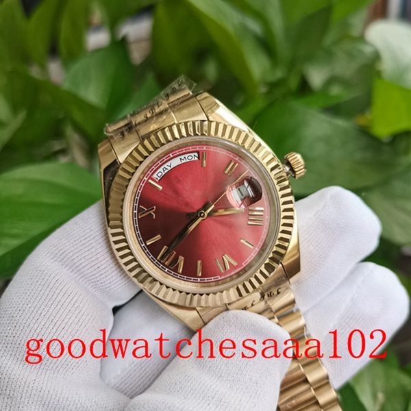 

classic series excellent men's watch 40mm red blue dial 228235 228238 new version automatic movement 18k rose gold stainless steel brac, Slivery;brown
