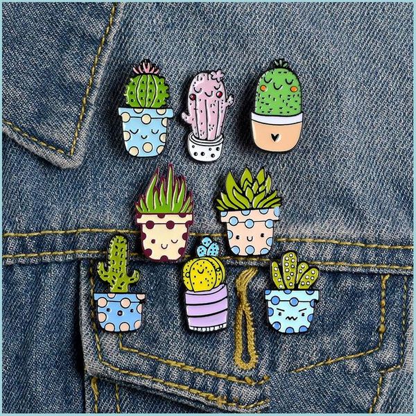 

pins brooches kimter cartoon cactus brooch jewelry cute mini plant pot enamel women fashion denim jackets lapel pins hat badges kids dhxpz, Gray