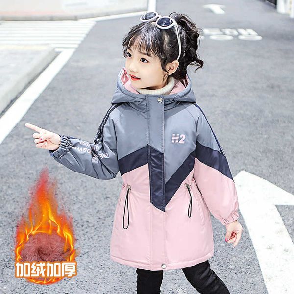 

girls' outerwear autumn and winter clothes 2022 new style children's fashion net red big children's clothes girls' cotto, Blue;gray
