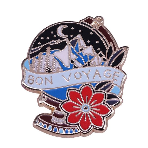 

other fashion accessories globe beautiful natural landscape brooch metal enamel lapel badge denim jacket backpack pin given friends and fans, Silver