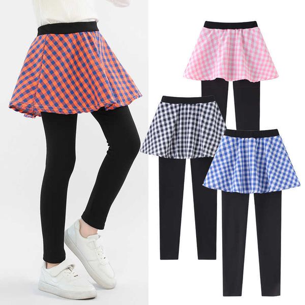 

leggings tights sheecute girls leggings with tartan plaid skirt kids culottes footless tights sc2309 t221020, Blue
