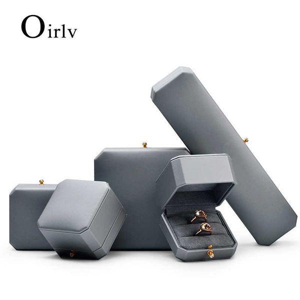 

jewelry boxes oirlv premium leather double ring couple box for wedding ceremony engagement pendant earrings necklace holder jewelry gift box, Black;white