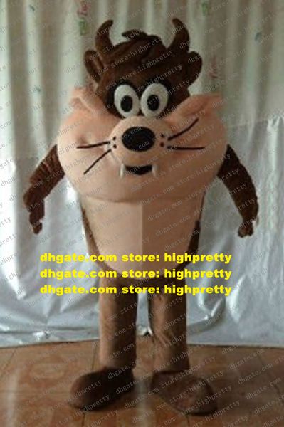 

brown tasmanian devil bugs bunny mascot costume mascotte cartoon with bright eyes pink tummy no.4135, Red;yellow