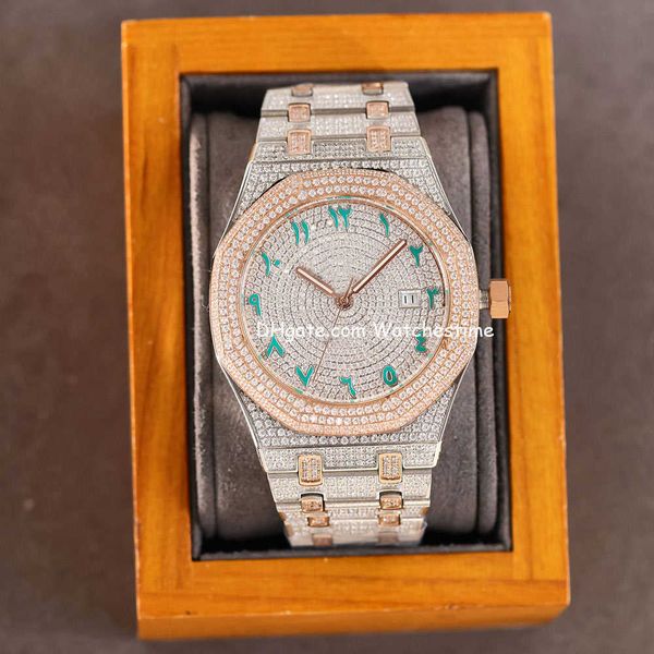 

wristwatch handmade diamonds watch mens automatic mechanical watch 40mm with diamond-studded steel 904l sapphire busins wristwatch montre de, Silver