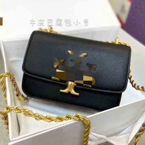 

t0rysburchs handbags cowhide tbs tb2021 fahion tyle mall deigner outlet veratile texture and fahionable chain tofu houlder, Black