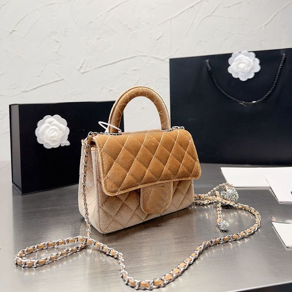 

french women velour classic flap shoulder bag mini portable quilted luxury designer handbags crossbody retro card holder suitcases coin purs