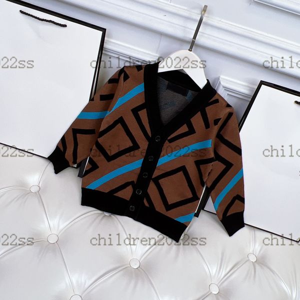

brown color boys custom sweatshirts high end children 2022fw designer knitted cd cardigan sweater houndstooth dr sweaters long sleeve autumn, Black