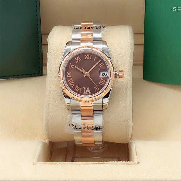 

wristwatches new automatic mechanical watch size 31mm sapphire mirror waterproof mechanical watch womens mechanical watch of postage, Slivery;brown